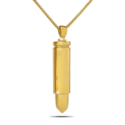 Bullet Pendant Gold Steel Keepsake Urn